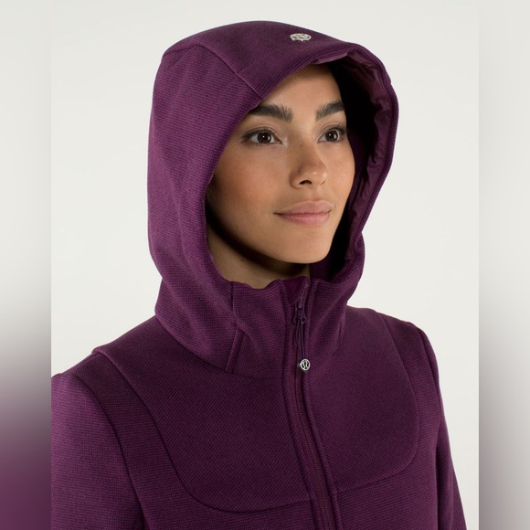 Lululemon City Softshell Tweed Plum Purple Hooded Fleece Lined Coat EUC Size 4 - Picture 6 of 15